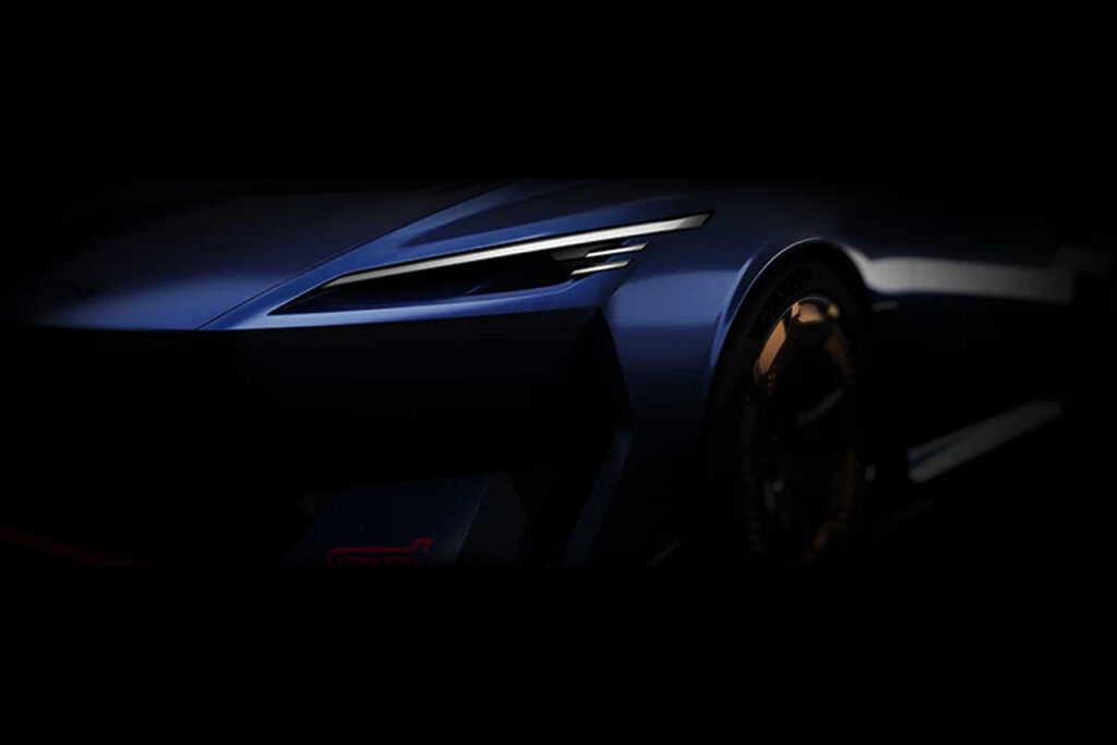 Close up of headlight from Subaru Performance-E STI concept