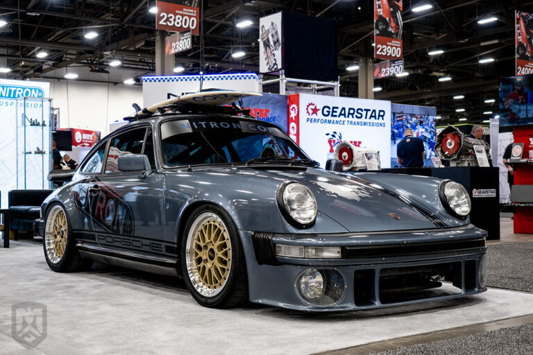 Dustin Williams dustiinw gray porsche 911 in the nitron suspension booth 23647 at sema 2025