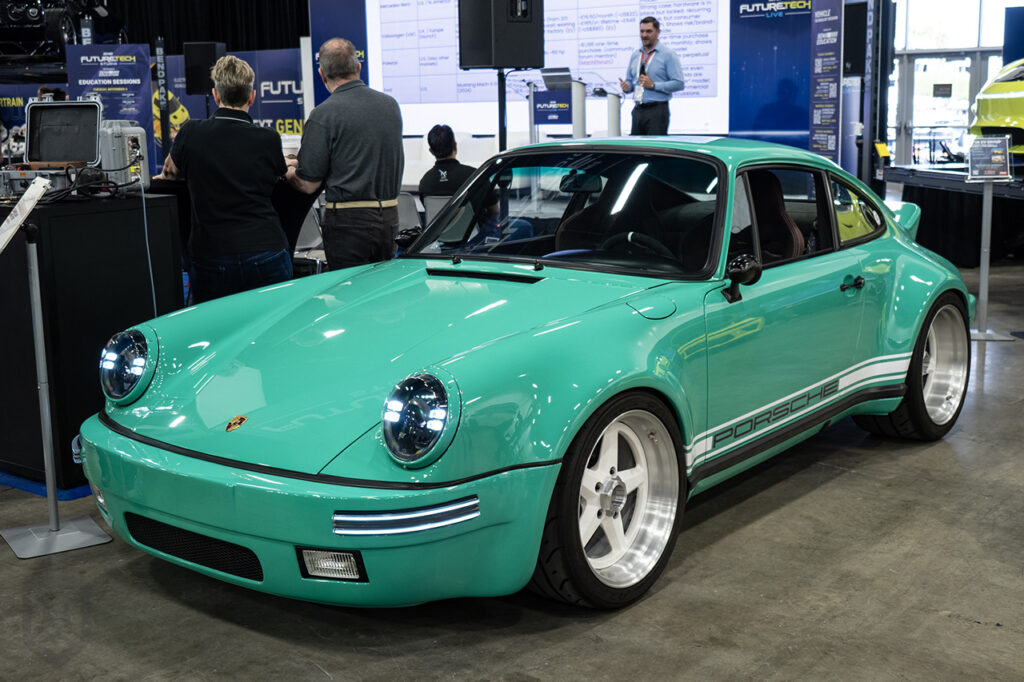 projektsix's jade green 1986 porsche 911 carrera restomod at the sema 2025 future tech section