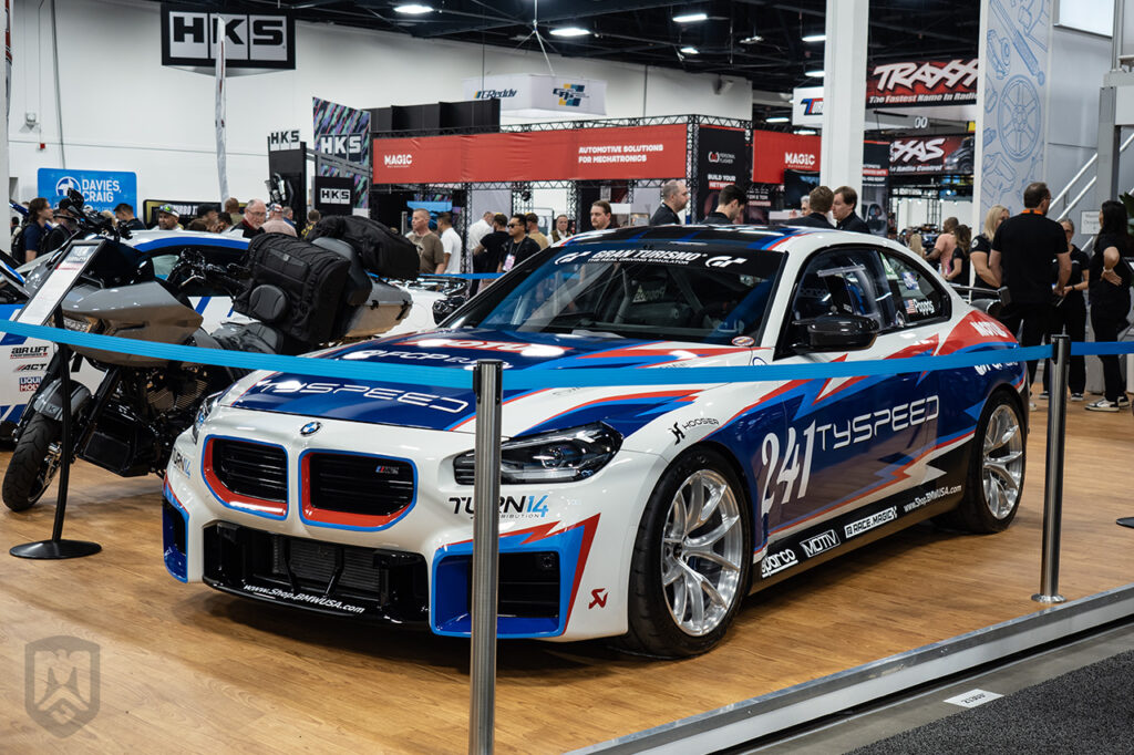 tyspeed white blue bmw m2 at sema 2025
