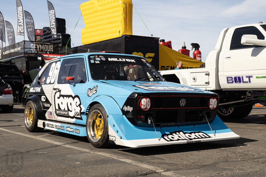 forge motorsports blue white black volkswagen golf mk1 at forge motorsports booth 24327 at sema 2025