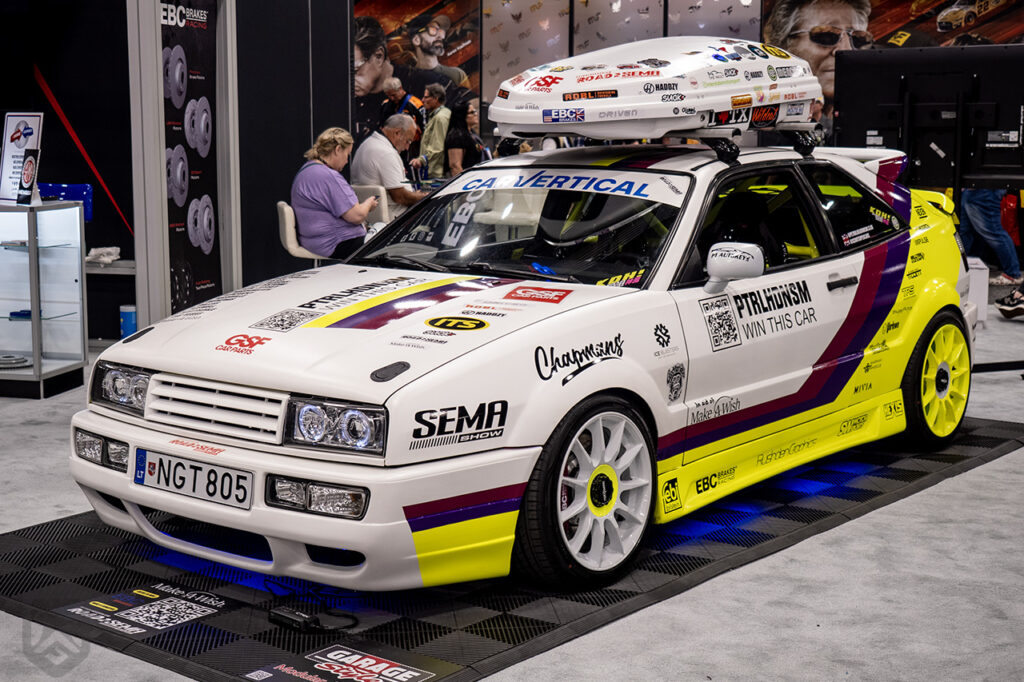 chapmans_stalbans white make-a-wish 1994 VW Corrado VR6 Clubsport in EBC Brakes booth #23151 at sema 2025 