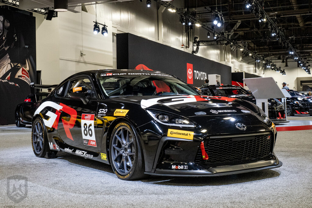 black toyota gr86 at sema 2025 toyota booth