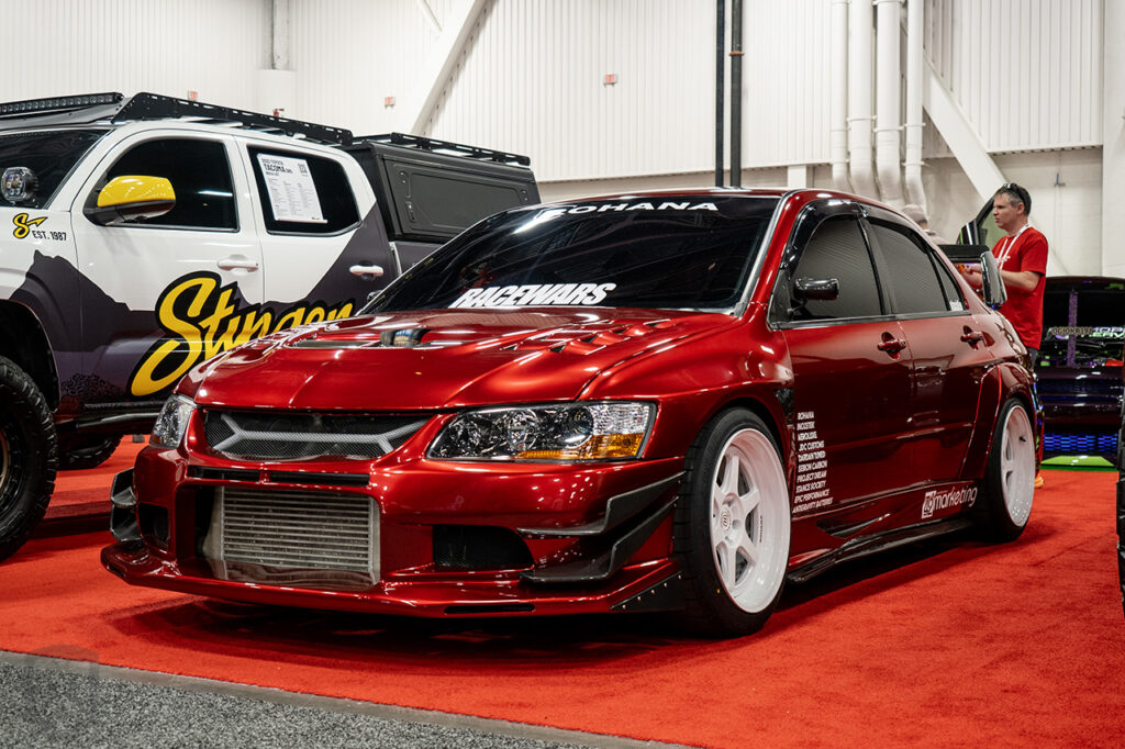 antisocialevo red mitsubishi lancer evolution 9 at sema 2025