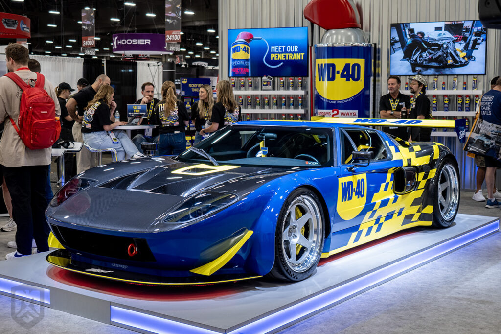 blue Ford GT WD40 built by throtl in the wd40 booth #24493