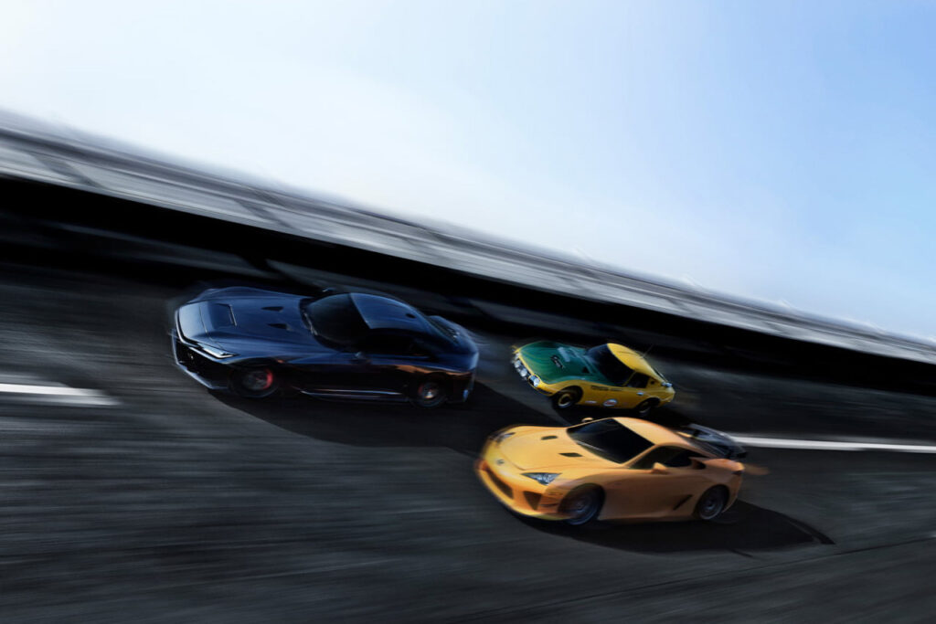 gray GR GT yellow lexus lfa and yellow toyota 2000gt