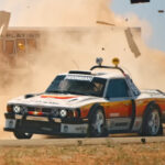 Hoonigan Subaru brat crashing through sign