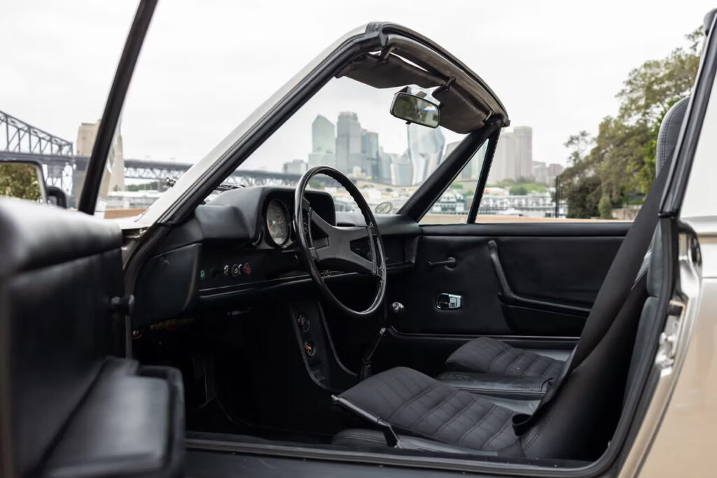 interior of liquid silver 1970 porsche 914 targa