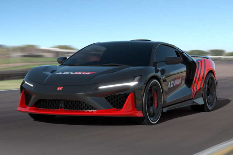 black and red italdesign honda nsx tribute on a race track