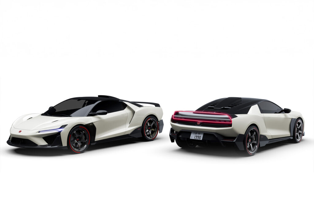 front and rear of white italdesign honda nsx tribute