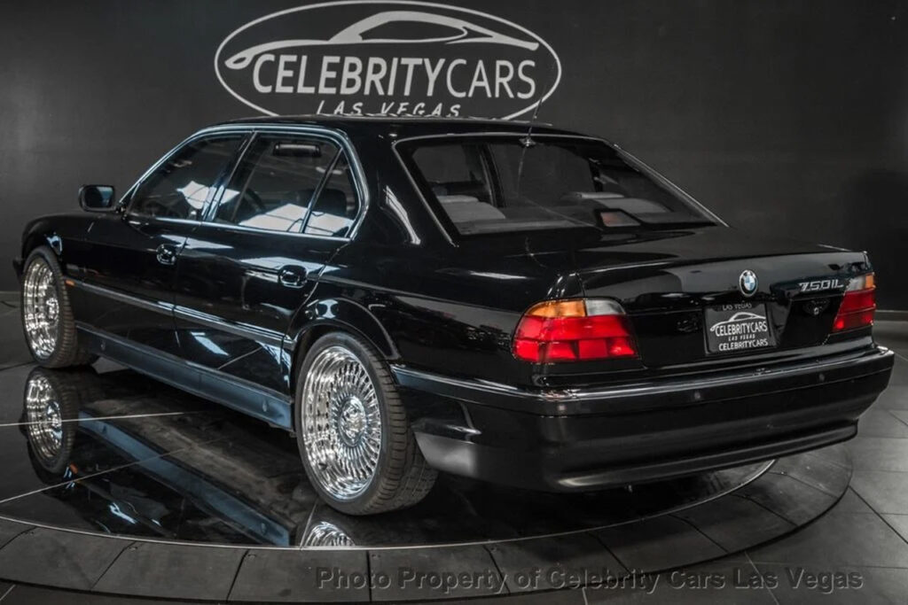 rear of black tupac shakur 1996 BMW 750iL